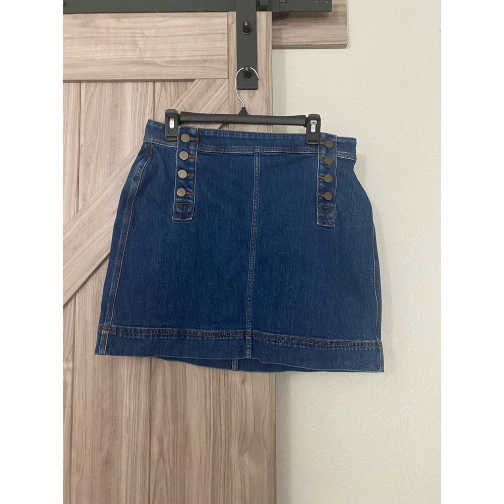LOFT outlet denim mini skirt sailor front detail 8